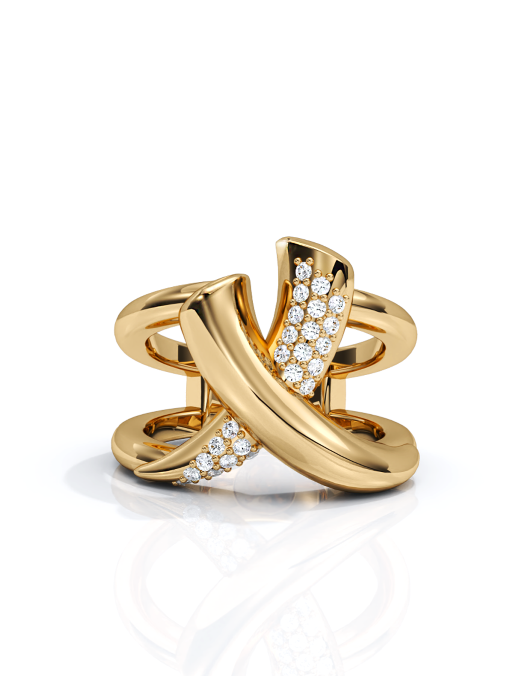 Sparkly Tusk Ring 14k / 18k Gold