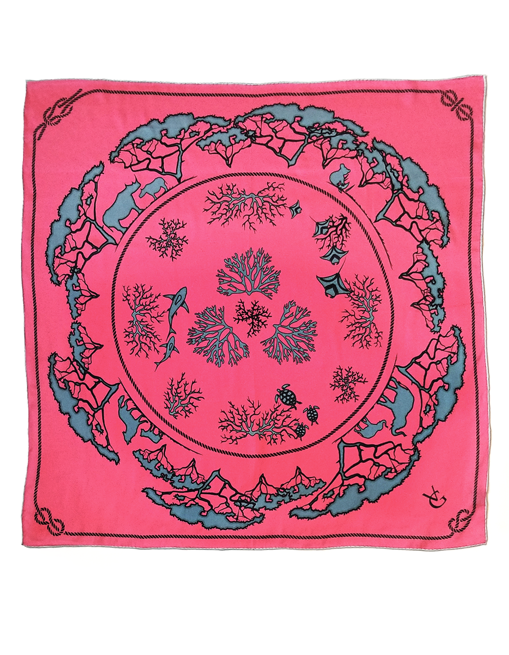 Tied Together Silk Scarf - Coral