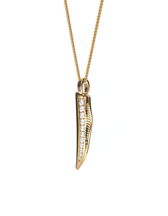 Pinna Necklace, Small with Diamonds 14k Gold