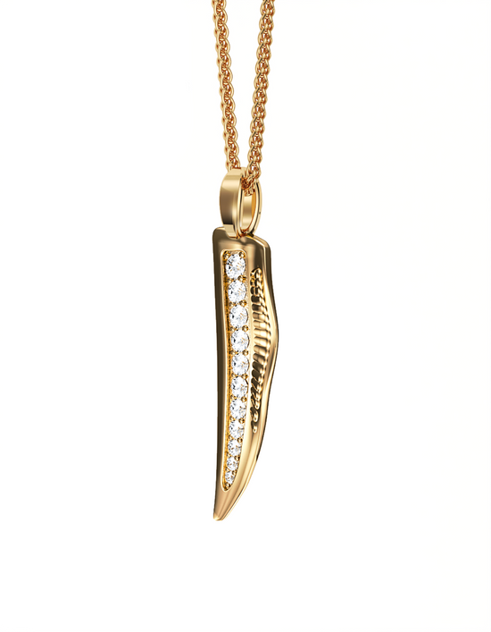 Pinna Necklace, Medium with Diamonds 14k Gold