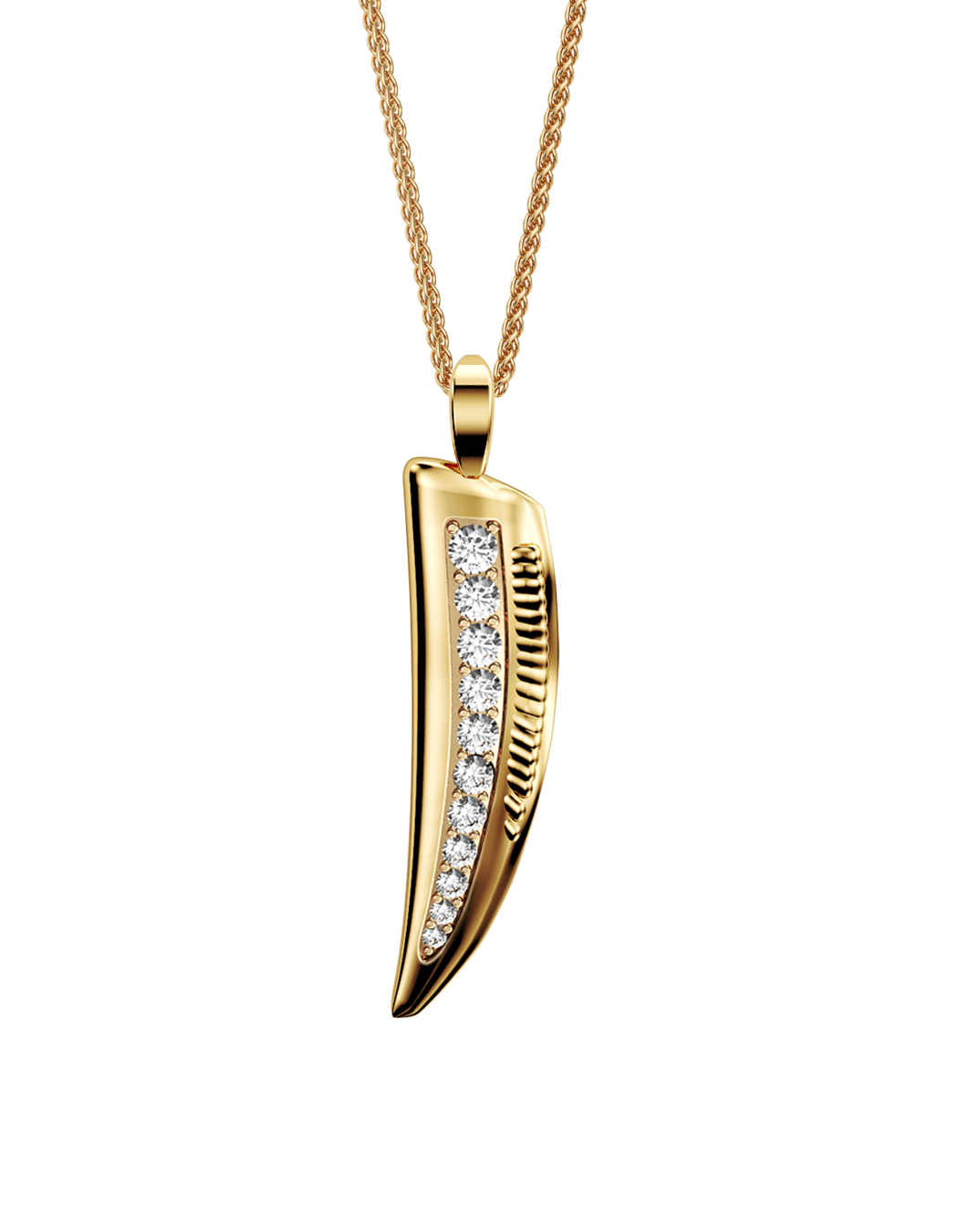 Pinna Necklace, Medium with Diamonds 14k Gold