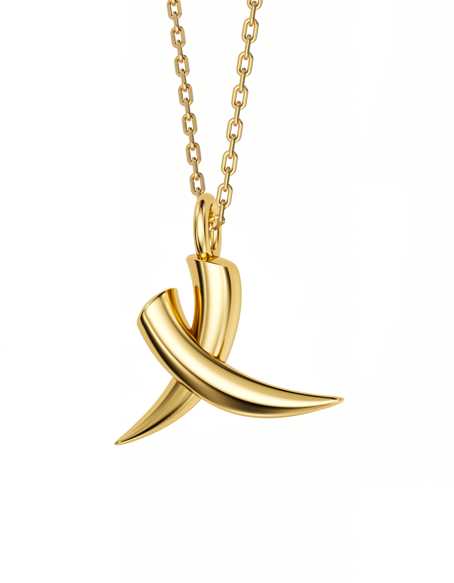 Crossed Tusk Necklace 14k Gold