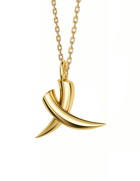 Crossed Tusk Necklace 14k Gold