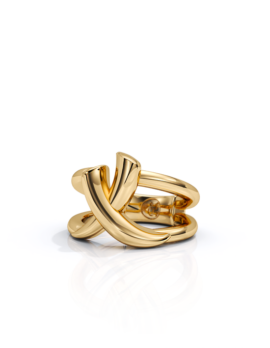 Crossed Tusk Ring 14k / 18k Gold