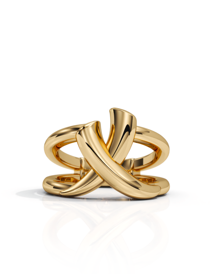 Crossed Tusk Ring 14k / 18k Gold