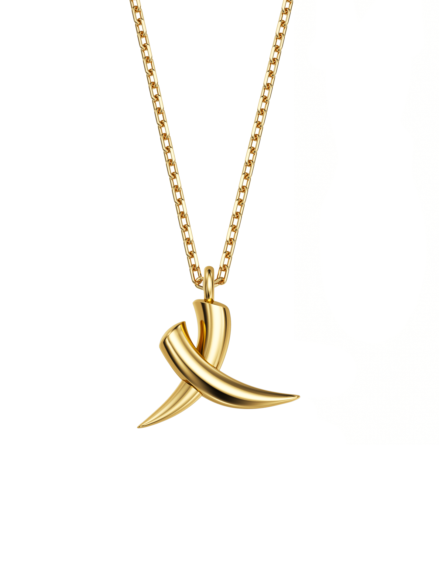 Crossed Tusk Necklace 14k Gold