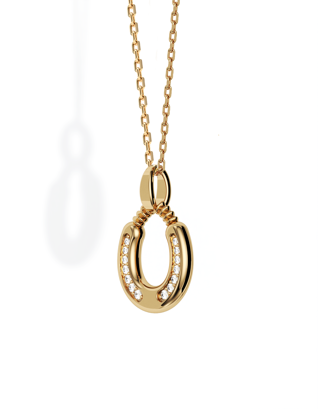 Horseshoe Necklace, Diamond Trail 14k Gold