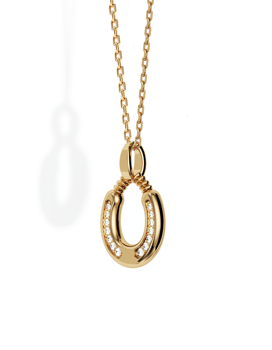 Horseshoe Necklace, Diamond Trail 14k Gold