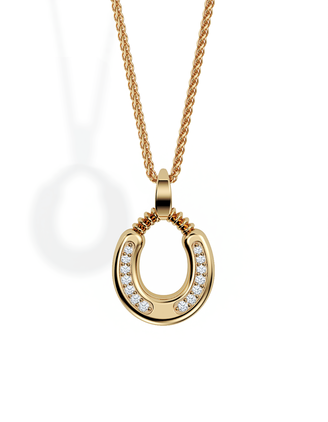 Horseshoe Necklace, Diamond Trail 14k Gold