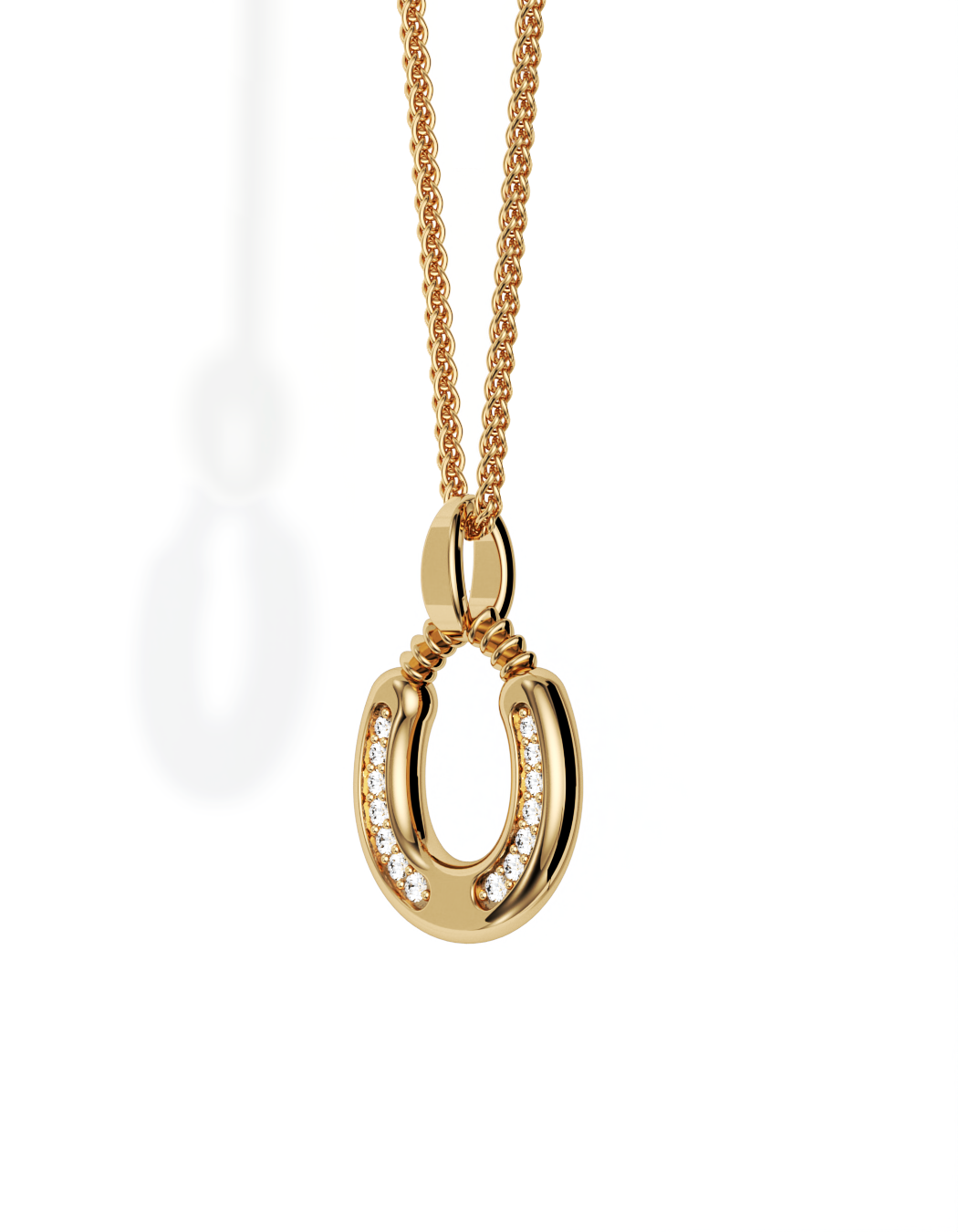 Horseshoe Necklace, Diamond Trail 14k Gold