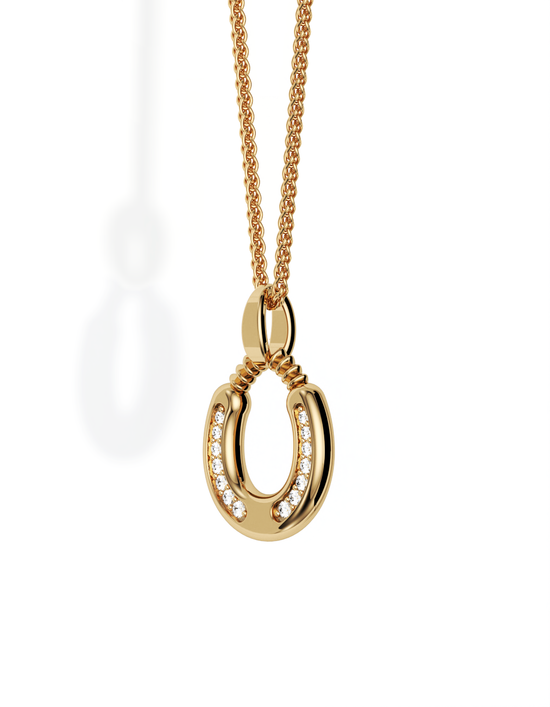 Horseshoe Necklace, Diamond Trail 14k Gold