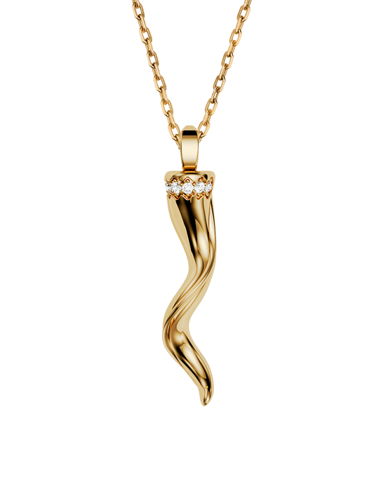 Fortuna Horn Necklace, Diamond Crown