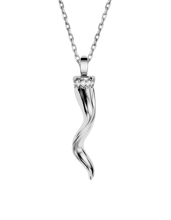 Fortuna Horn Necklace, Diamond Crown