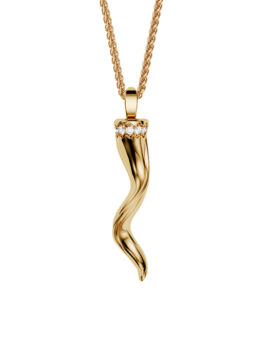 Fortuna Horn Necklace, Diamond Crown