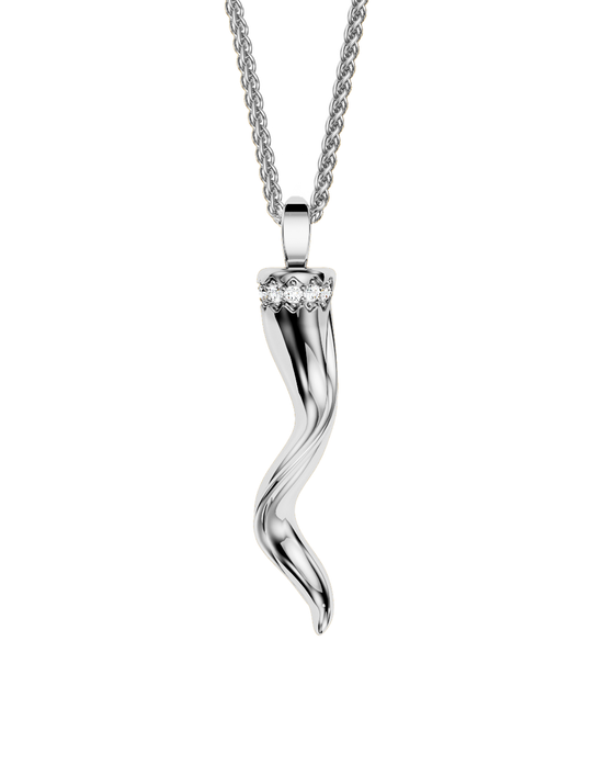 Fortuna Horn Necklace, Diamond Crown