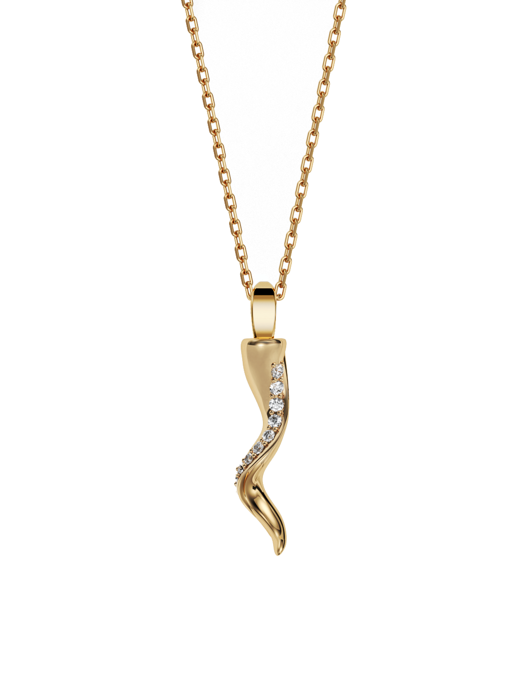Fortuna Little Horn Necklace, Diamond Ridge 14k Gold