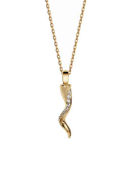 Fortuna Little Horn Necklace, Diamond Ridge 14k Gold