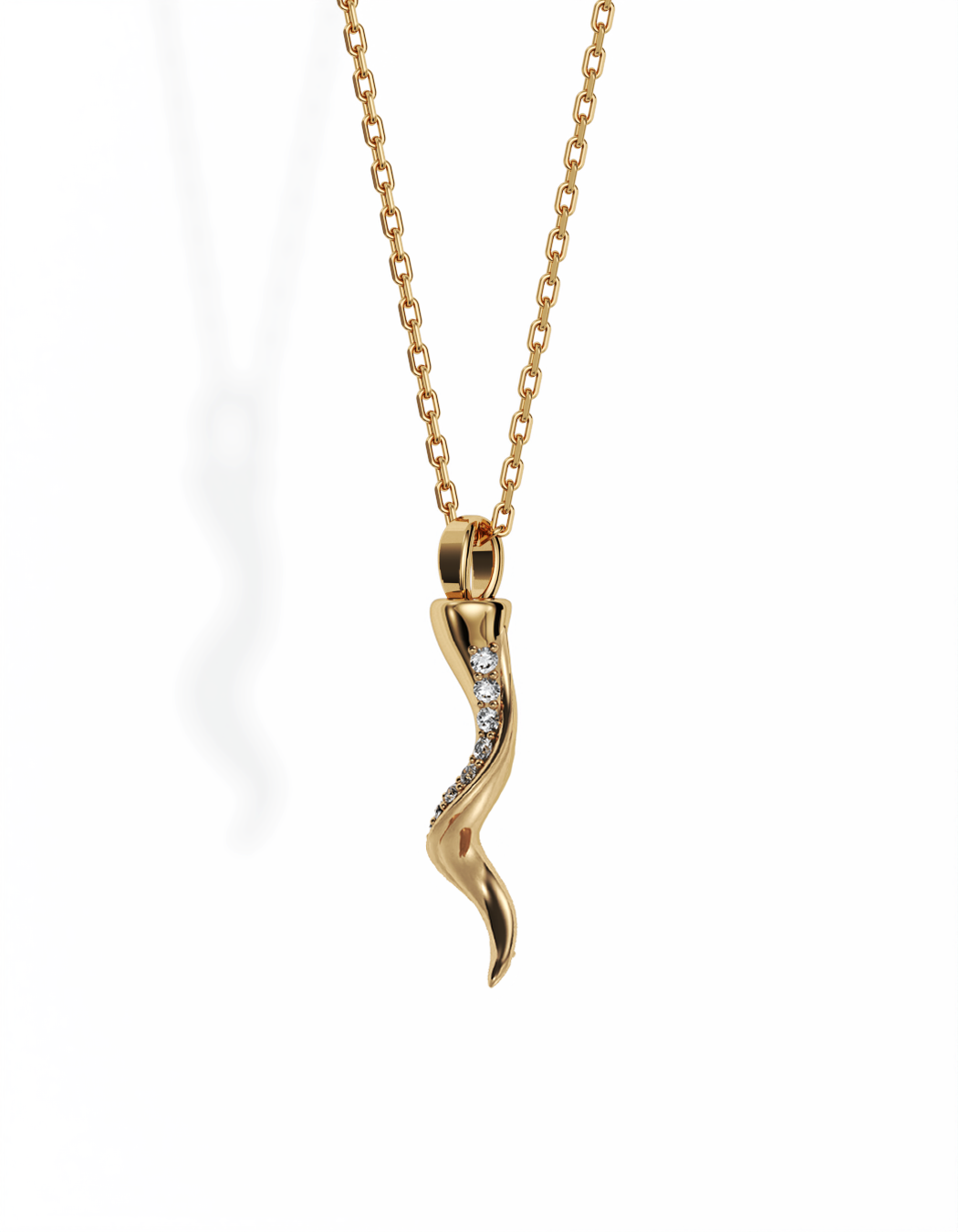 Fortuna Little Horn Necklace, Diamond Ridge 14k Gold