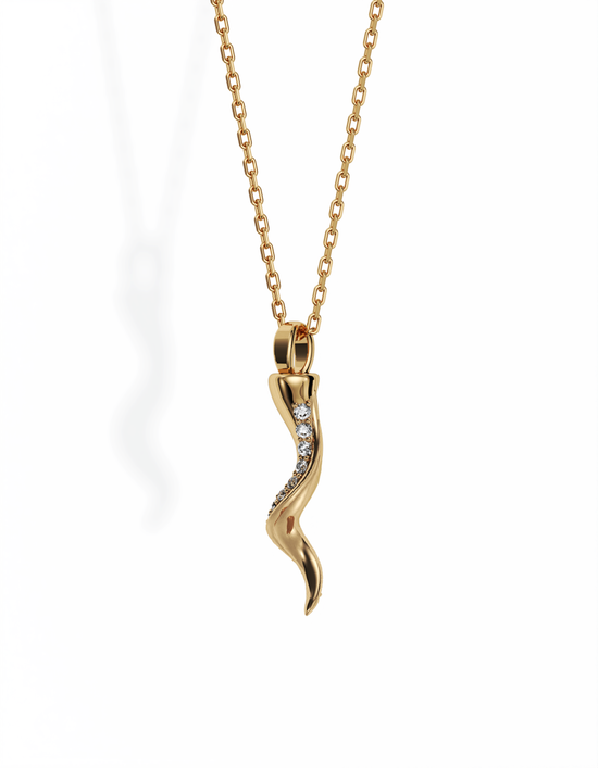 Fortuna Little Horn Necklace, Diamond Ridge 14k Gold