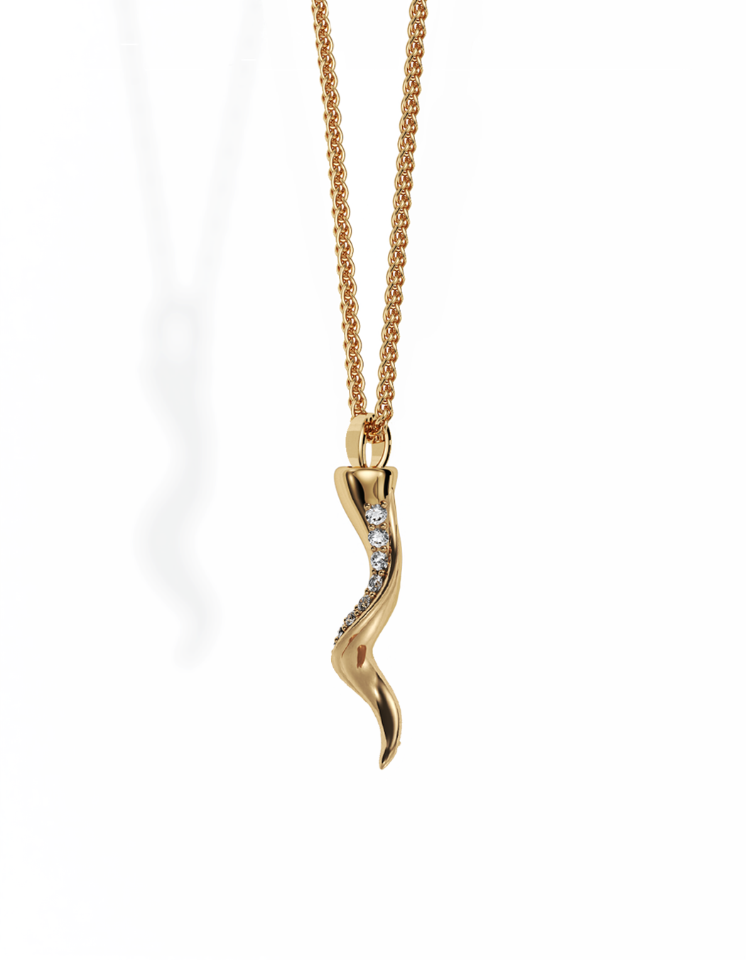 Fortuna Little Horn Necklace, Diamond Ridge 14k Gold