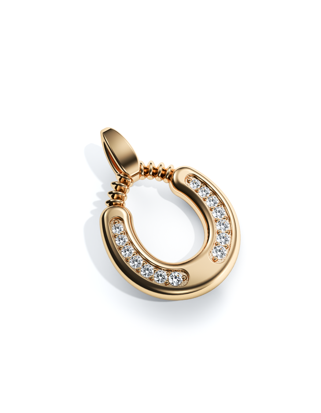 Horseshoe Pendant, Diamond Trail 14k Gold