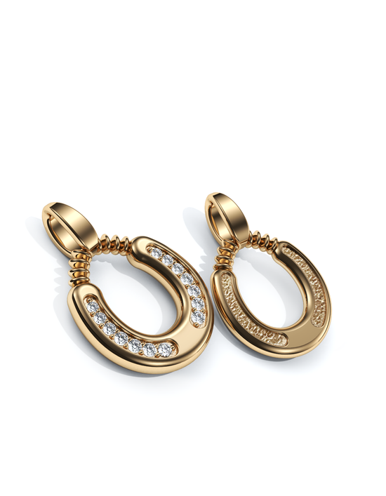 Horseshoe Pendant, Diamond Trail 14k Gold
