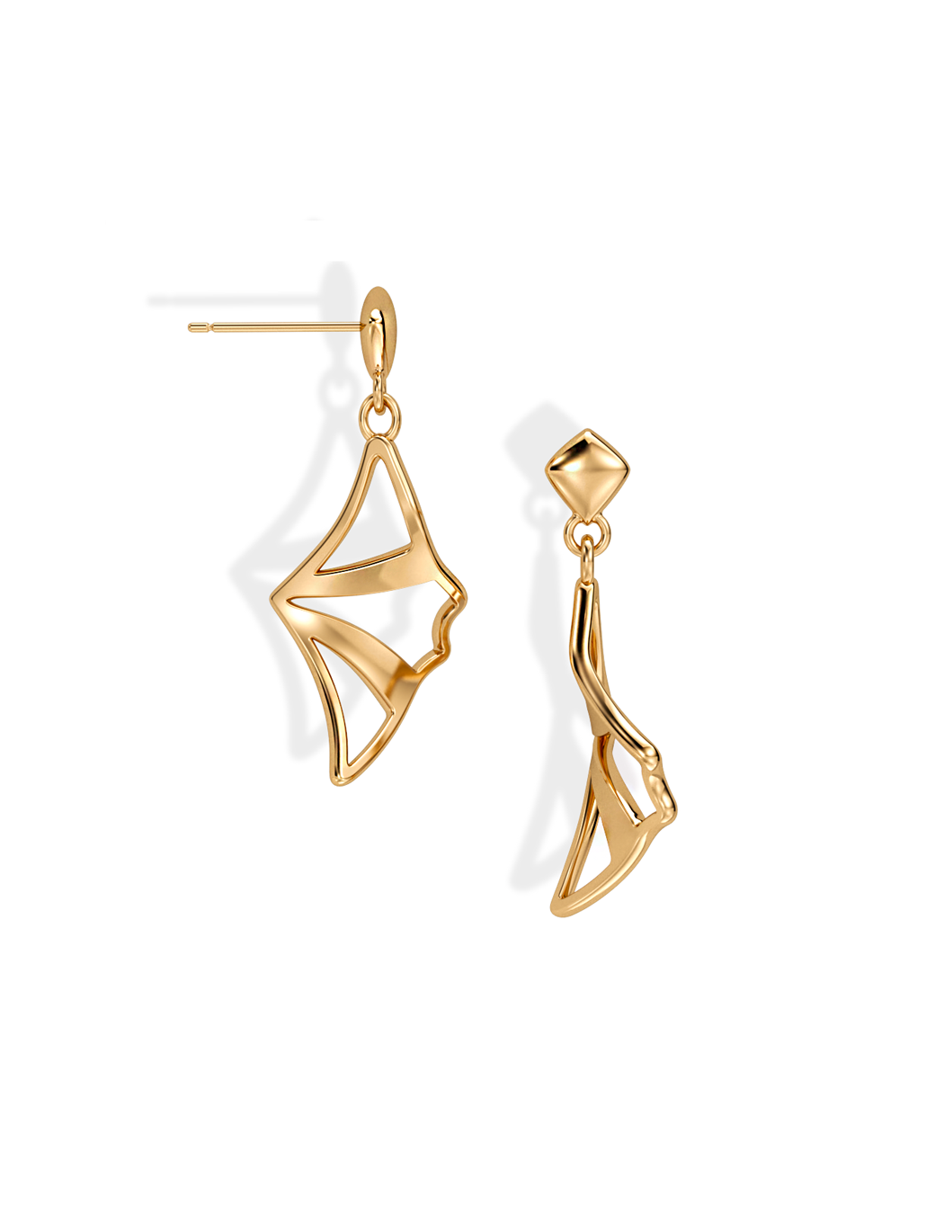 SMALL ILLUSION EARRINGS • Manta "Lefty" 14k / 18k Gold