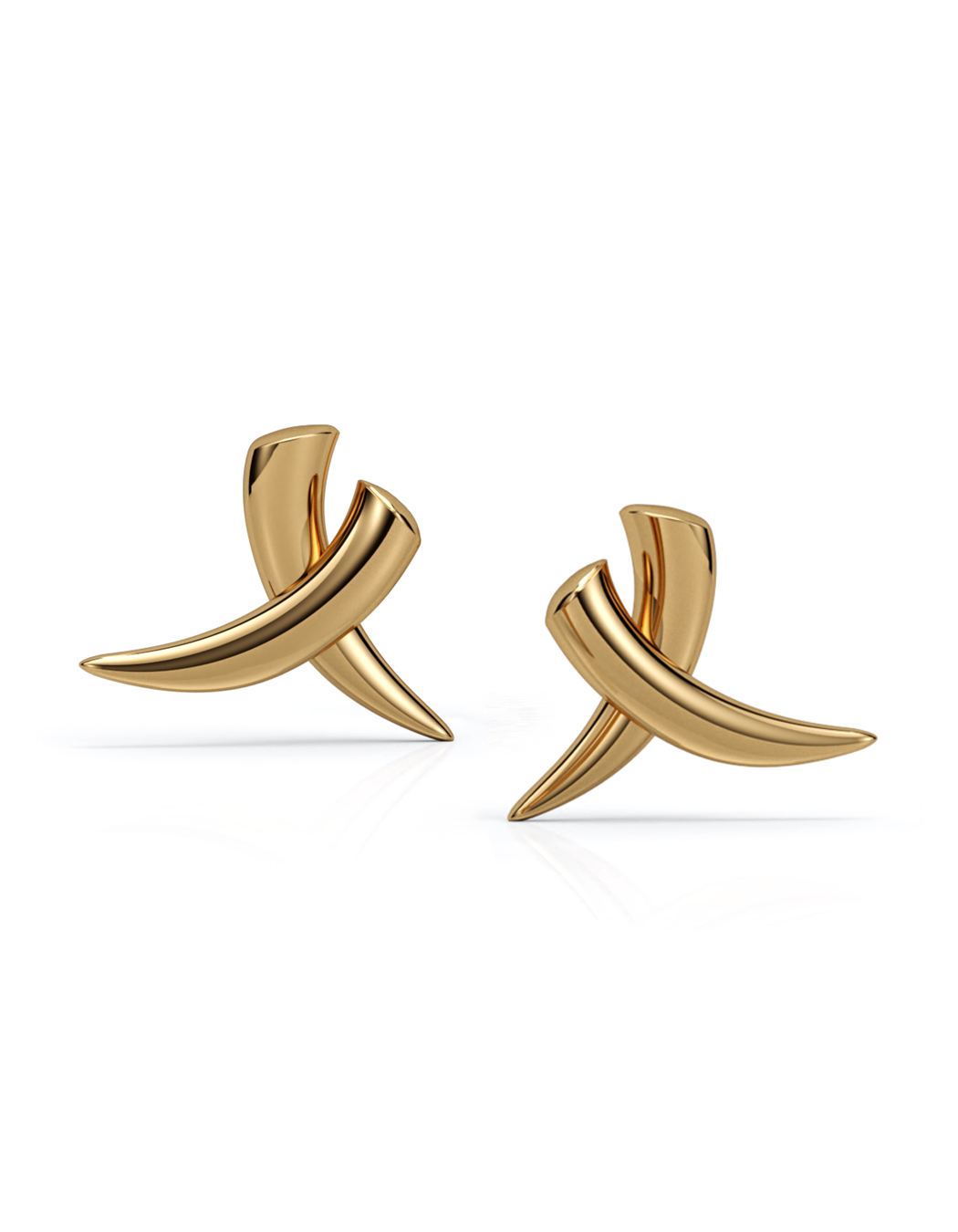 20mm Crossed Tusk Studs 14K Gold