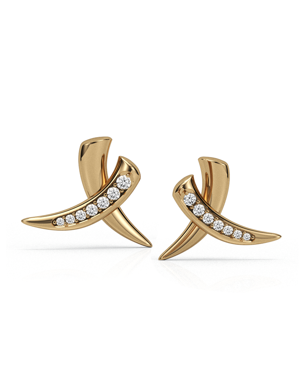 20mm Crossed Tusk Studs with Diamonds