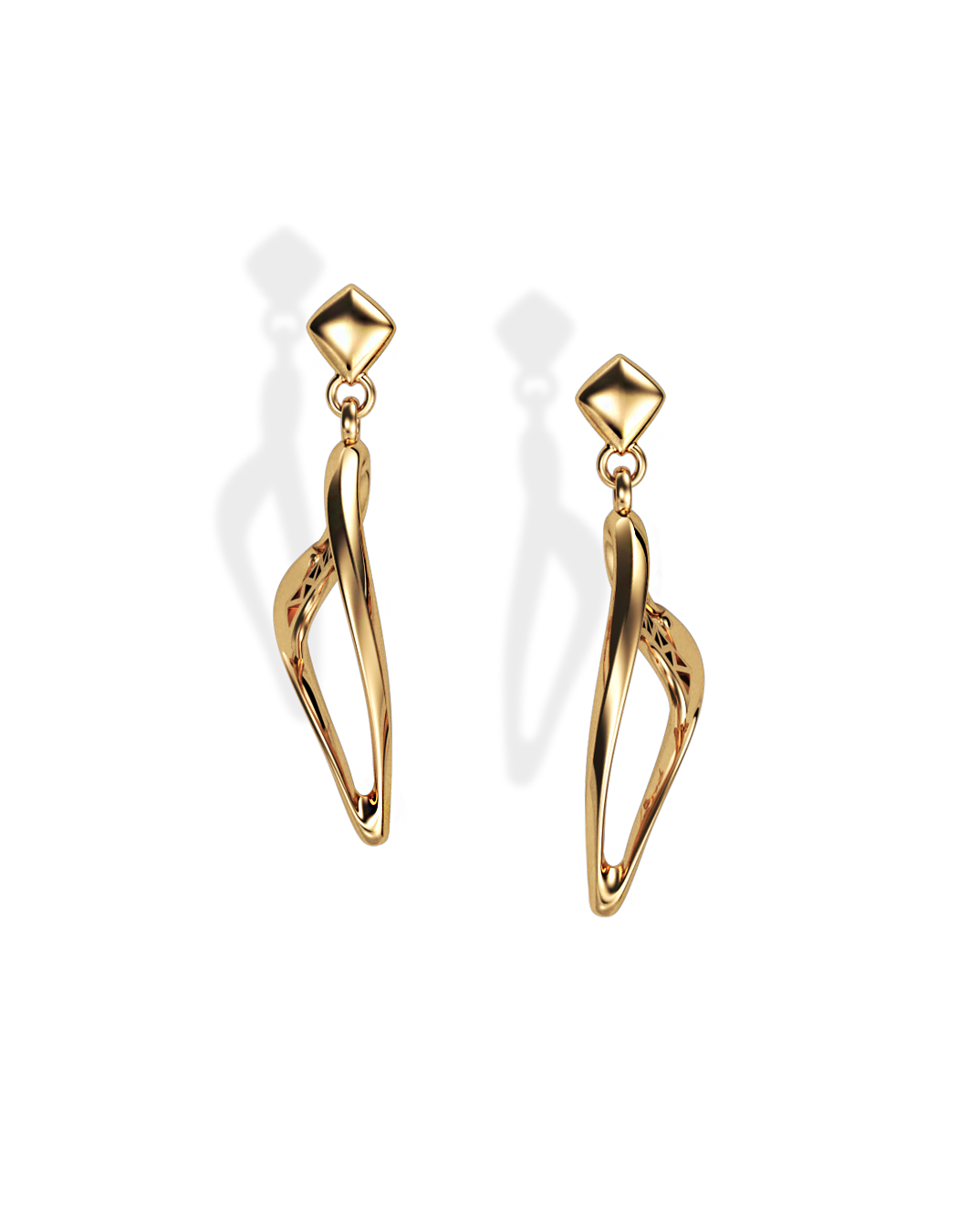 SMALL SHARK ILLUSION EARRINGS  14k / 18k Gold