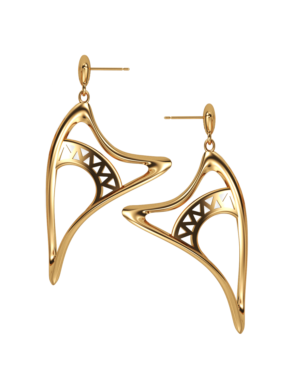 SHARK ILLUSION EARRINGS  14k Gold