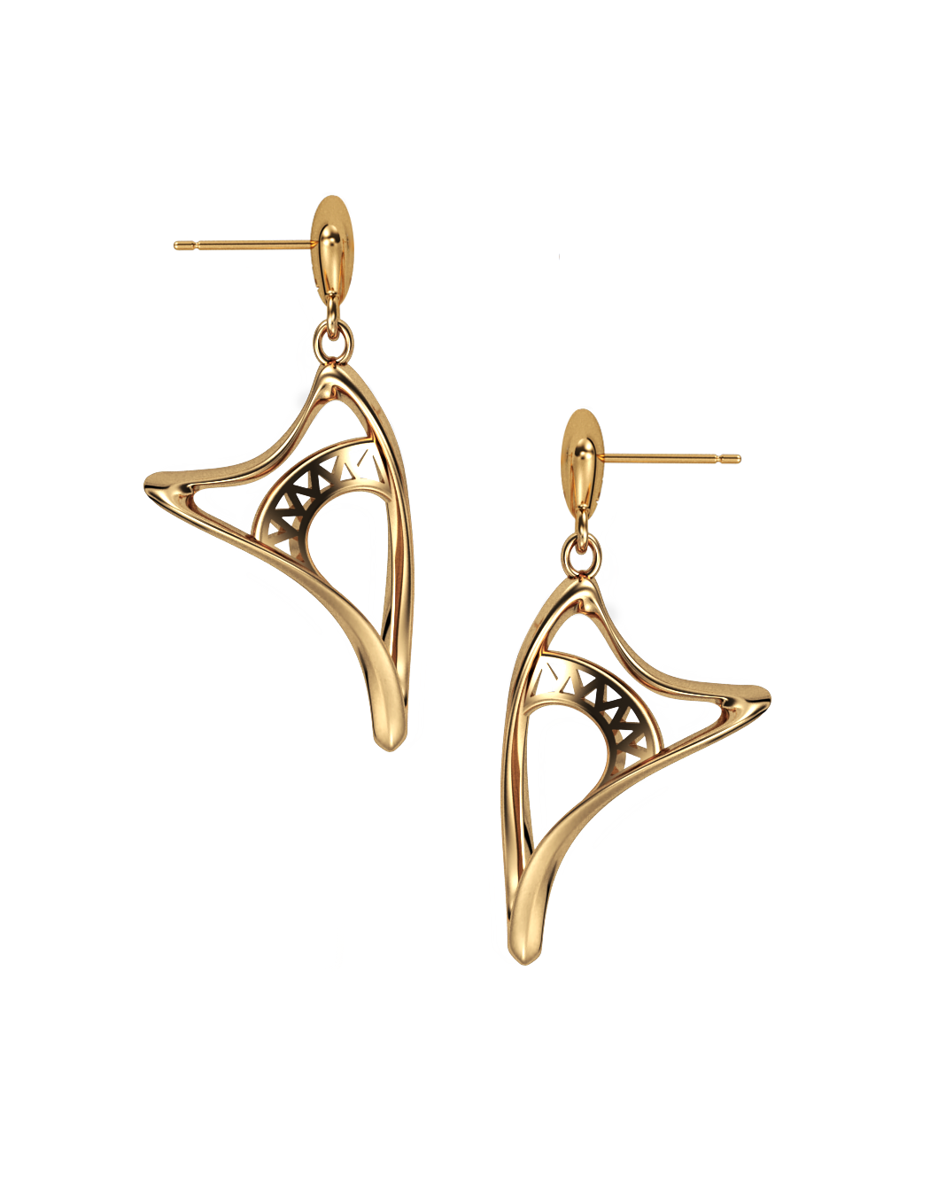 SMALL SHARK ILLUSION EARRINGS  14k / 18k Gold