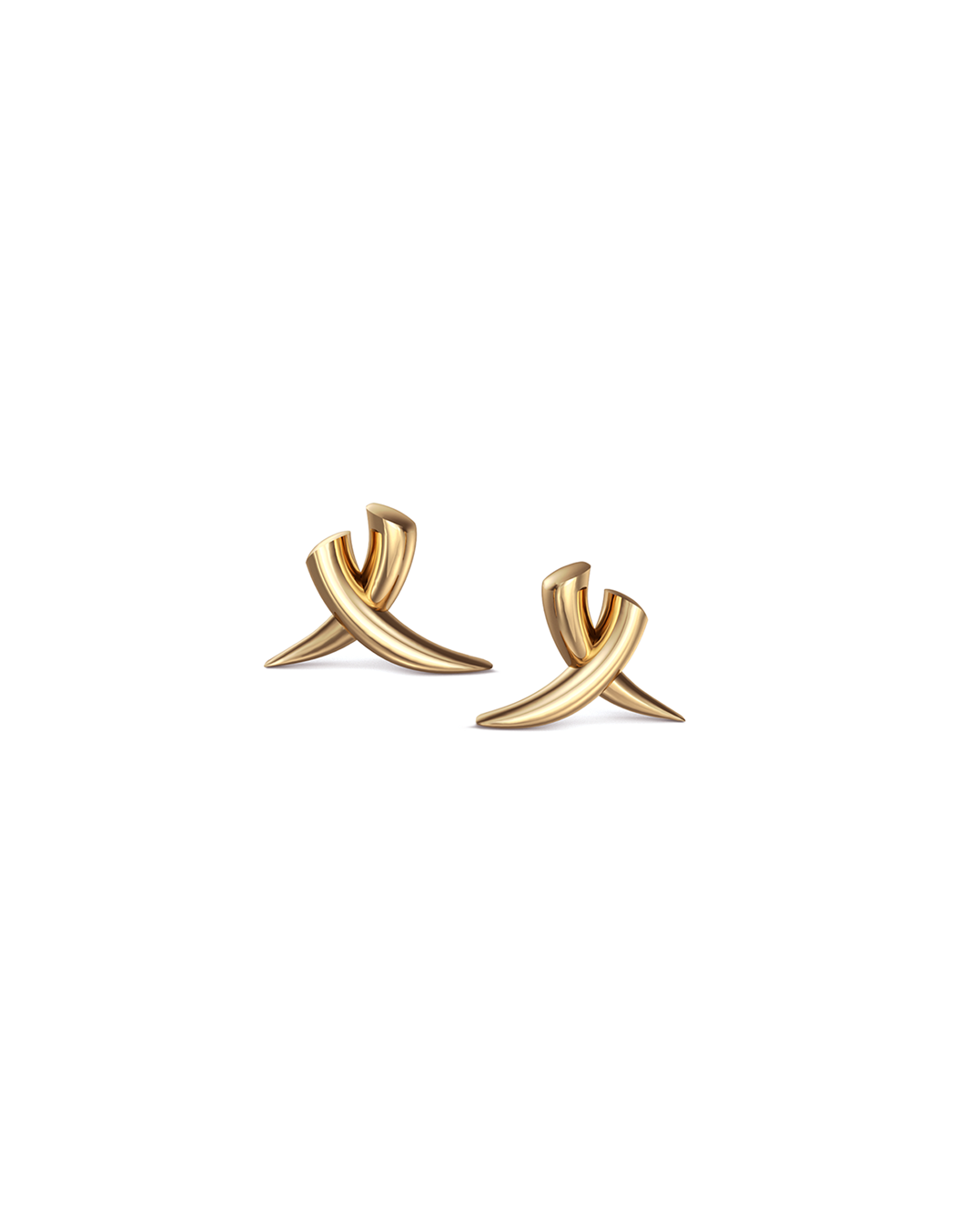 Crossed Tusk Studs 14k /18k Gold, Small