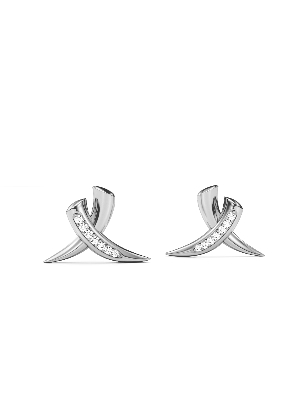 15mm Crossed Tusk Studs with Diamonds