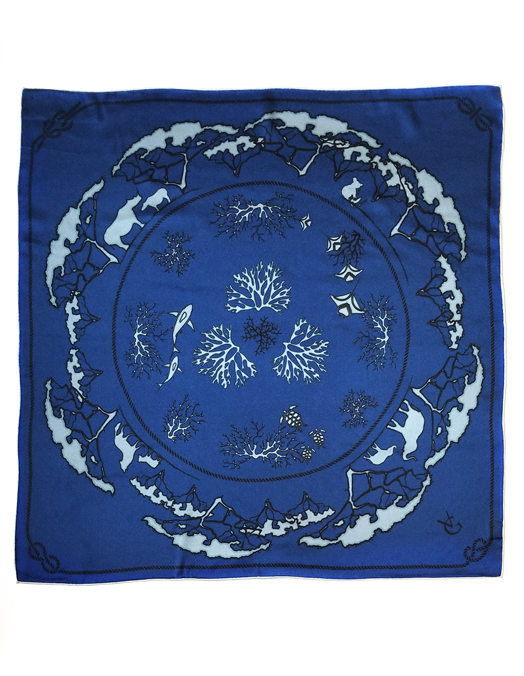 Load image into Gallery viewer, Tied Together Silk Scarf - Marine Blue