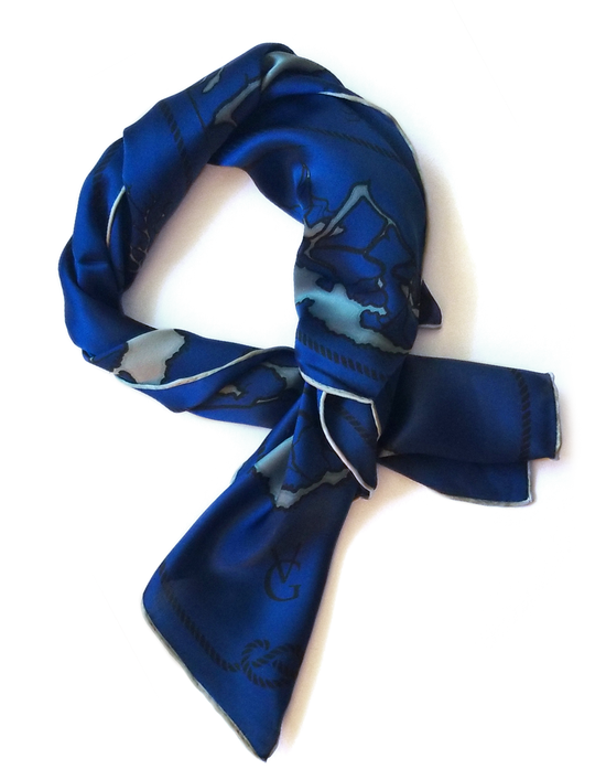 Tied Together Silk Scarf - Marine Blue