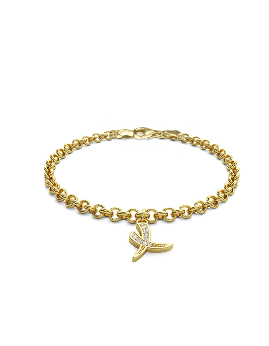 Diamond Elephant Charmer Bracelet 14k Gold