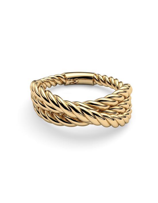 Load image into Gallery viewer, Crossed Rope Ring 14K / 18K Gold