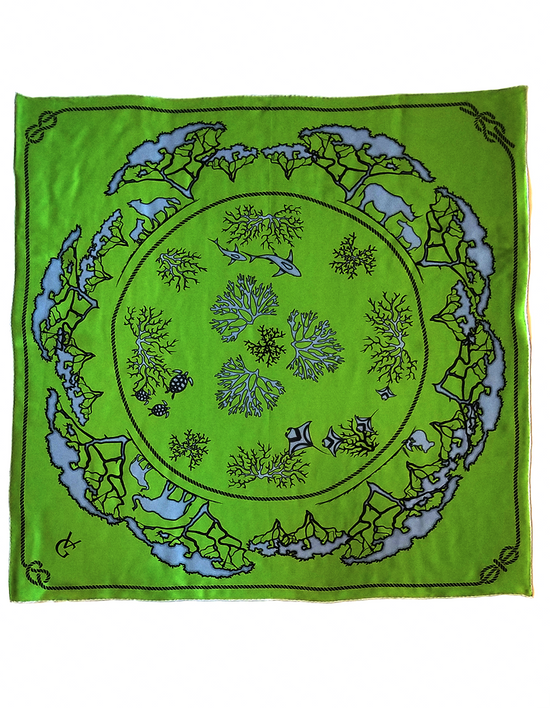 Load image into Gallery viewer, Green Tied Together Silk Scarf