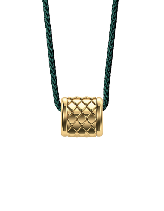 Load image into Gallery viewer, Scales Barrel Bead Necklace 14k Gold