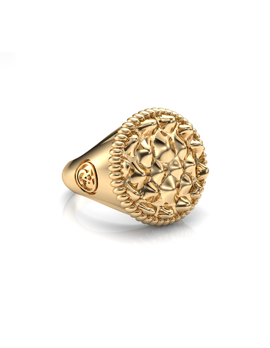 Iguana Crown Signet Ring 14k Gold