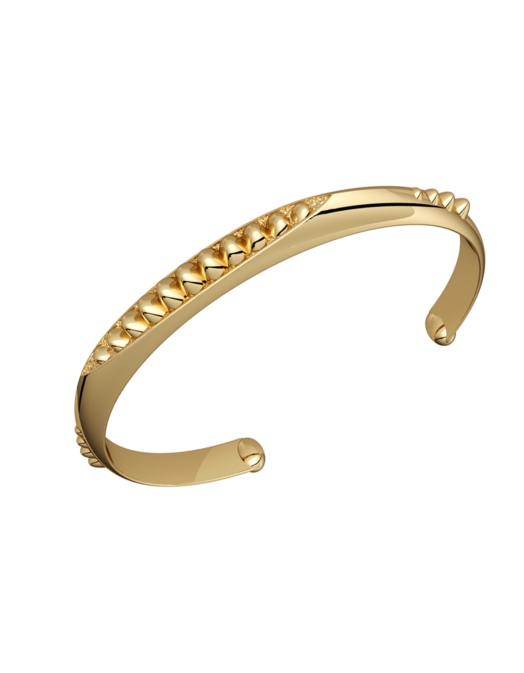 14k Solid Yellow Gold Spike Design Spear Cable Cuff Bangle Bracelet 7