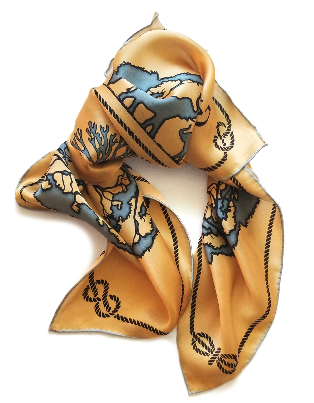 Golden Sand Tied Together Silk Scarf