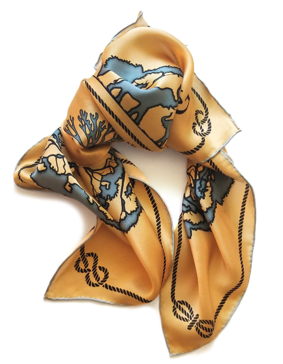 Load image into Gallery viewer, Golden Sand Tied Together Silk Scarf