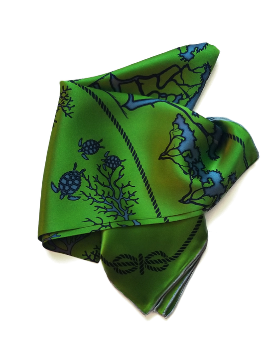 Tied Together Silk Scarf - Green