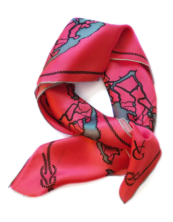 Tied Together Silk Scarf - Coral