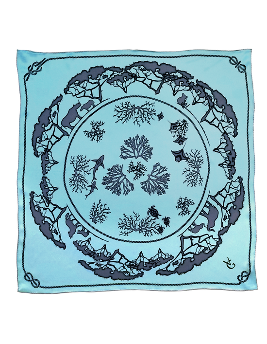 Load image into Gallery viewer, Tied Together Silk Scarf - Aqua