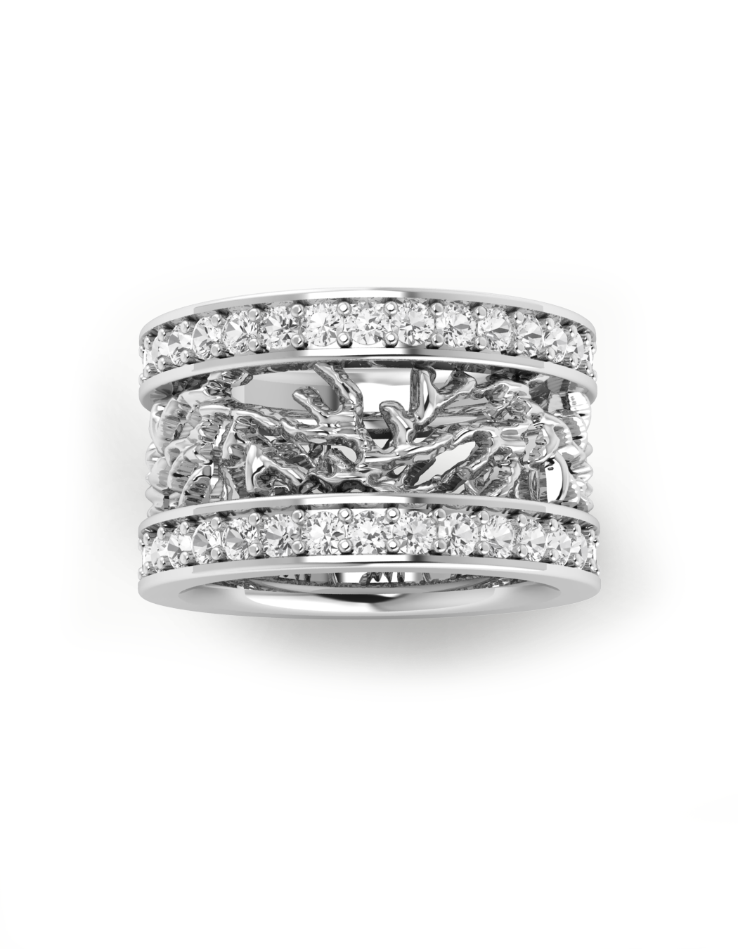 Sparkly Coral Lace Pattern Ring